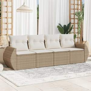 Set Divano da Giardino Beige e Bianco Crema - Product Image 1