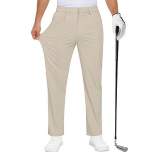 Pantalones de golf elásticos en 4 direcciones para hombre, ligeros, de color sólido, con cordón en la cintura, transpirables. - Product Image 1