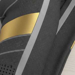 AW Men Compression <b>Leggings</b> Full Length Geometric Pattern Spandex Nylon Elastic Waistband <b>Gold</b> Accents - Product Image 3