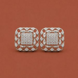Moissanite Diamond Studded In S925 <b>Silver</b> <b>Stud</b> Earrings For Women Wedding Wear - Product Image 1