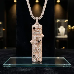Joyería de Estilo Hip Hop Unisex para Uso Diario, Colgante de Diamante en Oro Rosa, Corte Brillante Redondo, Joyería de Diamante de Laboratorio - Product Image 2