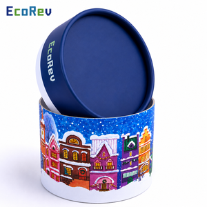 Caja de Regalo de Tubo Redondo de Papel Duro para Navidad, con Diseño Personalizado, Biodegradable y Ecológico, al por Mayor - Product Image 1