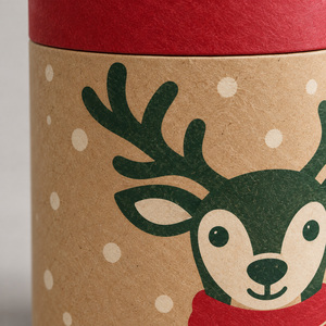 Christmas Paper Tube Gift <b>Box</b> <b>Round</b> Paperboard Packaging Cylinder with Lid for Dessert Craft Candle - Product Image 5