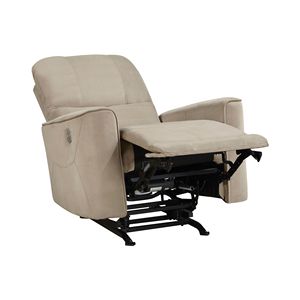 Poltrona Reclinabile Elettrica Moderna di Lusso in Velluto Marrone Chiaro con Struttura in Legno Massello per Soggiorno - Product Image 6