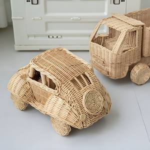 Magnifique voiture de poupée en rotin naturel ensemble cadeau pour les enfants modèle de mini voitures écologiques jouets amusants et divertissants - Product Image 4