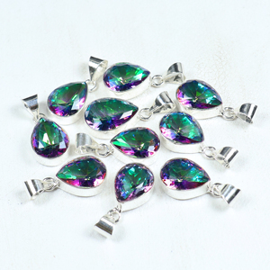 Colgante de Topacio Místico al por Mayor, Bañado en Plata de Ley 925, Gema en Forma de Lágrima, Suministro de Joyería a Granel para Fabricación de Collares - Product Image 3