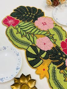 Embroidered Floral <b>Table</b> <b>Runner</b> Cotton Bohemian Style Washable Home Decor - Product Image 4