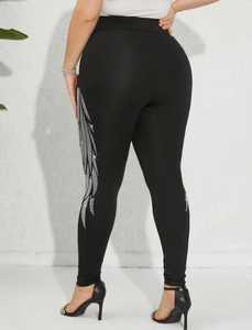 High Waist Full Length Black Waterproof Solid Stretch <b>Knitted</b> Jogger Style Women's <b>Leggings</b> - Product Image 4