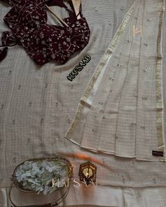 Sari en viscose Zari Aura, Sari en viscose Noor Shine, Sari Royal Zari Elegance, Sari Crystal Glow, travail de broderie de sequins sur satin - Product Image 5