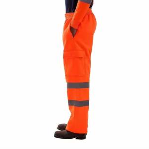 RICSA INTERNATIONAL Orange High Visibility Polyester CE Certified <b>Work</b> <b>Pants</b> Reflective Stripes <b>Cargo</b> Pockets Needle Detection - Product Image 6