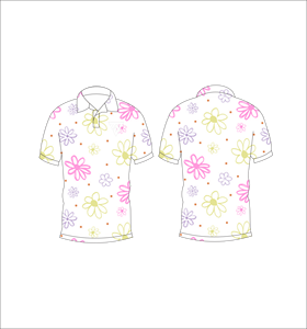Men’s Daisy Floral Print Polo Shirt Short Sleeve Casual Summer Fashion Golf Shirt White - Product Image 3