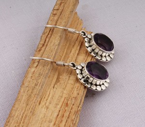 Pendientes Colgantes de Plata de Ley 925 con Amatista Natural, Hechos a Mano, Estilo Boho, Proveedor y Fabricante de Joyería - Product Image 6