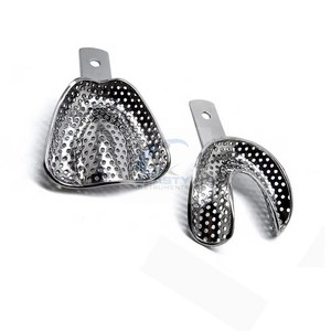 Bandeja de Impresión Dental Perforada de Acero Inoxidable Reutilizable y Autoclavable para Arco Superior e Inferior, para Pacientes Sin Dientes - Product Image 2