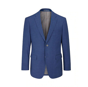 Blazer bleu pour homme SHAGHAF, simple boutonnage, revers cranté, style italien, costume d'affaires, anti-plis, polyester tissé 220g, coupe classique - Product Image 1