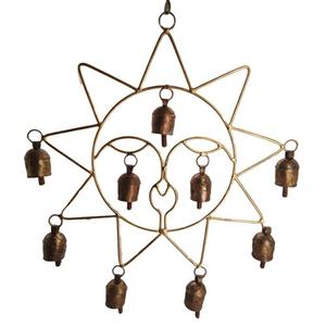 Campana de vaca pintada a mano, chapada en oro, con cadena de viento, decoración colgante, artículo de regalo - Product Image 2