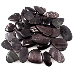 Chakralume - Cabujones de Hiperstena Natural de Formas Mixtas, Pulidos a Mano, Color Gris Oscuro, Efecto Óptico de Juego de Color/Fuego, 10-30mm, Ovalados - Product Image 3