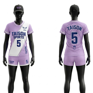 Uniforme de volley-ball pour femmes, tissu en polyester respirant, maille, 160 GSM, crème, bleu marine, rouge, design de panneaux latéraux, logo personnalisé par sublimation - Product Image 4