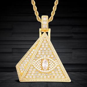 Pendentif pyramide œil de diable hip-hop en zircon carré et moissanite, best-seller - Product Image 6