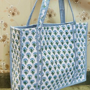 Grand sac fourre-tout professionnel de haute qualité pour femmes, sac fourre-tout coloré à fleurs, sac fourre-tout en coton matelassé - Product Image 2