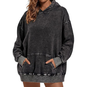 Ventes en gros de sweats à capuche en molleton imprimé 100% coton surdimensionnés, logo personnalisé, unisexe, vêtements d'hiver écologiques pour femmes avec poches - Product Image 1