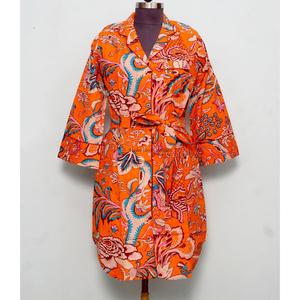 เสื้อเชิ้ตผู้หญิงผ้าฝ้ายลำลอง ลายดอกไม้ แขนยาว ดีไซน์กระเป๋าเรียบง่าย ผ้าทอระบายอากาศ เอวทรงธรรมชาติทันสมัย - Product Image 4