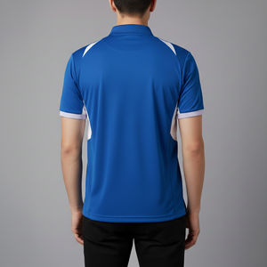 Camisetas polo personalizadas de punto para hombre, con bloques de color, corte ajustado, transpirables y de secado rápido, con logo impreso personalizado y cremallera. - Product Image 2