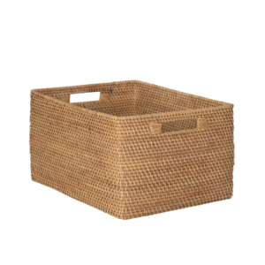 Artex HaiNam Natural Rattan <b>Storage</b> <b>Basket</b> <b>Rectangle</b> With Handles Rustic Multi-Purpose Organizer - Product Image 1