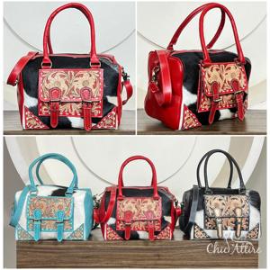 กระเป๋าหนังวัวแท้ลายดอกไม้สไตล์วินเทจตะวันตกแบบใหม่ปี 2026  งานแฮนด์เมดสุดหรู เหมาะสำหรับผู้หญิง - Product Image 1