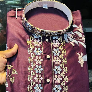 Kurta de Boda Premium para Hombre, en Satén Malai, Bordada, con Diseño de Gala - Product Image 1