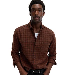 Chemise décontractée en flanelle à carreaux pour homme en pur coton – Chemise d'hiver douce à carreaux brossés, boutonnée, à manches longues - Product Image 1