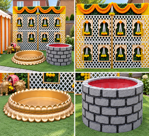 Décoration de Haldi Traditionnelle du Sud de l'Inde pour Mariage en Plein Air, Décoration de Photobooth de Mariage Indien Premium USA, Décoration de Cérémonie de Haldi de Luxe UK - Product Image 6