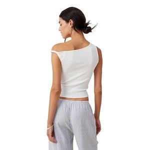 New Drop Shoulder Crop Design Regular Fit Summer Wear Custom Plain Fashion Breathable Design <b>Sleeveless</b> Women's Tank <b>Tops</b> - Product Image 3