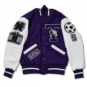 Chaqueta Varsity Personalizada de Moda 2026 con Parches llamativos y Diseño de Cuero y Lana Premium, Perfecta para un Estilo Urbano Elegante, Unisex - Product Image 1