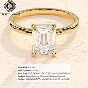 Bague de fiançailles classique pour femme Charm Jewels en or 10K plaqué or, sertie de moissanite taille coussin, certifiée IGI, 3 grammes - Product Image 3