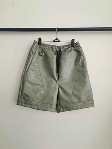 Shorts pour hommes nouveauté Short cargo en cuir pour hommes, couleur personnalisée, taille haute, short unisexe solide à cordon de serrage - Product Image 3
