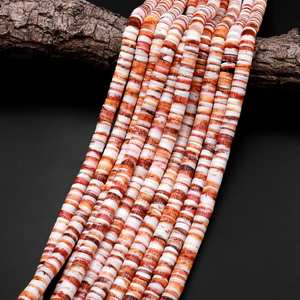 Perles Heishi d'huître épineuse naturelle orange, fil de pierres précieuses pour la fabrication de bijoux, collier et bracelet DIY, vente en gros - Product Image 1