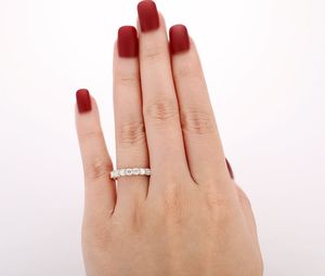 Minimalist Lab Grown Cushion Cut Diamond Eternity Band Ring For Women's 18K Solid Gold Party Surprise Gift For <b>Girlfriends</b> - Product Image 2