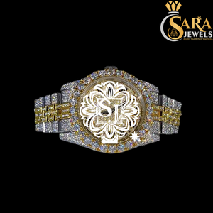 New Arrival Luxury Hip Hop Stainless Steel <b>Watch</b> Two Tone Moissanite Diamond 40mm <b>7</b> Rose Gold Roman Analog 20mm Antique Glass - Product Image 1