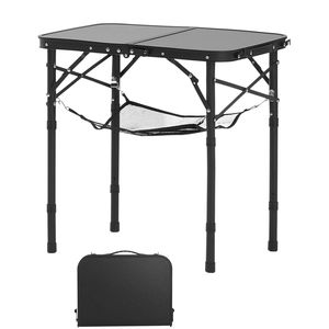 Tavolo da Campeggio Pieghevole in Alluminio e MDF con Altezza Regolabile, Leggero e Portatile, con Maniglia e Rete per il Trasporto, Ideale per la Spiaggia - Product Image 1