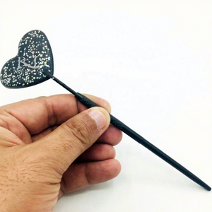 Heart Shape Black glitter Coated Color Handheld <b>Mirror</b> Single Side Used Stainless Steel Frame <b>Makeup</b> <b>Mirror</b> - Product Image 5