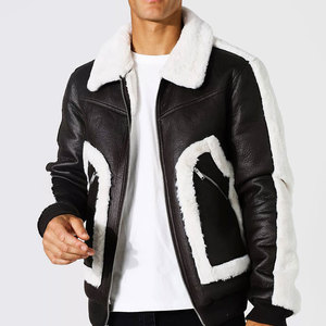 Factory Proper Design New Arrival <b>Shearling</b> Faux Fur Leather <b>Jacket</b> Wholesale Rate Fashionable Men's Biker Leather <b>Bomber</b> <b>Jacket</b> - Product Image 3