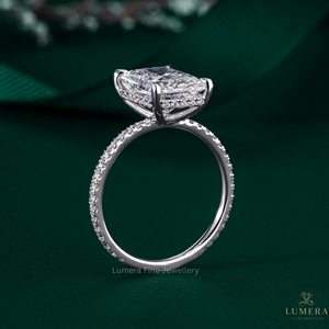 Lumera Brilliant Cut Lab Grown Diamond Engagement <b>Ring</b> Gold Band Pave Side Cut Diamonds IGI Certified Luxury Classic Women's - Product Image 2