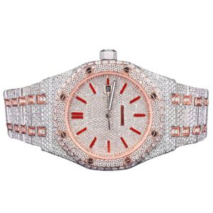 Reloj de Lujo Tonneau de Cuarzo, Acero Inoxidable con Incrustaciones de Diamantes, Detalles en Oro Rosa, Pantalla Analógica, Cierre Desplegable, 41 mm, Unisex - Product Image 1