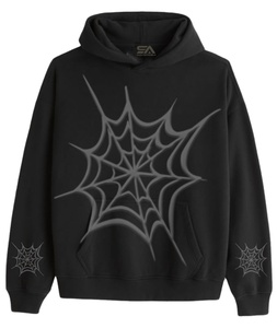 Sweat-shirt à capuche unisexe en polaire écologique de haute qualité, tendance européenne et américaine, imprimé toile d'araignée, pour l'hiver - Product Image 3