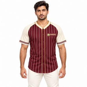 Maillot de baseball personnalisé unisexe rayé en polyester à manches courtes respirant avec impression du nom et du numéro de l'équipe, coupe classique, toutes saisons - Product Image 4
