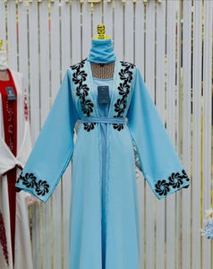New 2026 Dubai Abaya Modest beaded sequined <b>long</b> sleeve Dubai luxury handmade wedding Polyester breathable V neck abaya Floor - Product Image 6