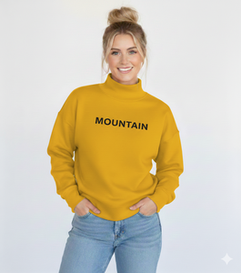 Sudadera de Cuello Alto para Mujer, Estampado de Montaña Azul, Corte Regular, Manga Larga, Informal, de Punto, de Algodón, para Otoño - Product Image 3