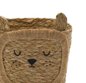 Cesta artesanal de jacinto de agua con forma de león y flecos, cesto decorativo para almacenamiento en el suelo, organizador de juguetes para guardería - Product Image 4
