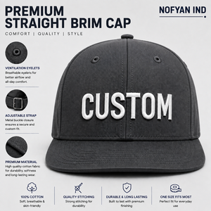 Gorras de Visera Recta con Logotipo Personalizado al por Mayor, Gorras de Béisbol con Visera Plana, Fabricante de Gorras Bordadas de Primera Calidad, OEM ODM - Product Image 5