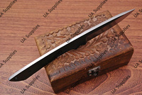 Couteau de chasse, de survie et de camping tactique à lame fixe en acier au carbone fait main UA Supplies, pointe tombante
